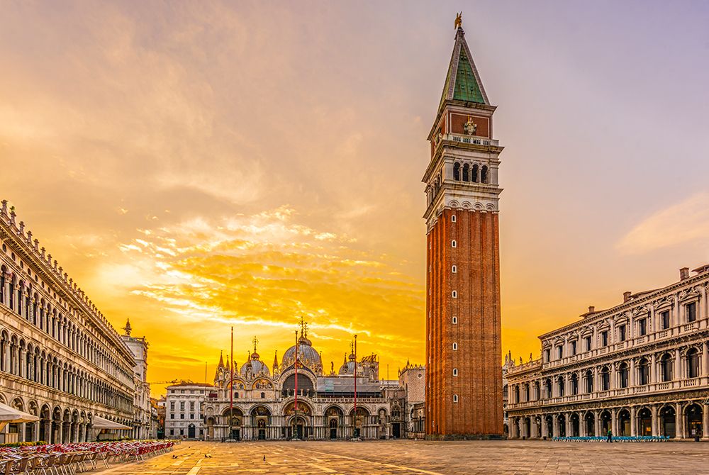 St. Marks Square, Venice, Italy. St. Marks Campanile, bell tower of St. Marks Basilica in square. art print by Murray McCallum for $57.95 CAD