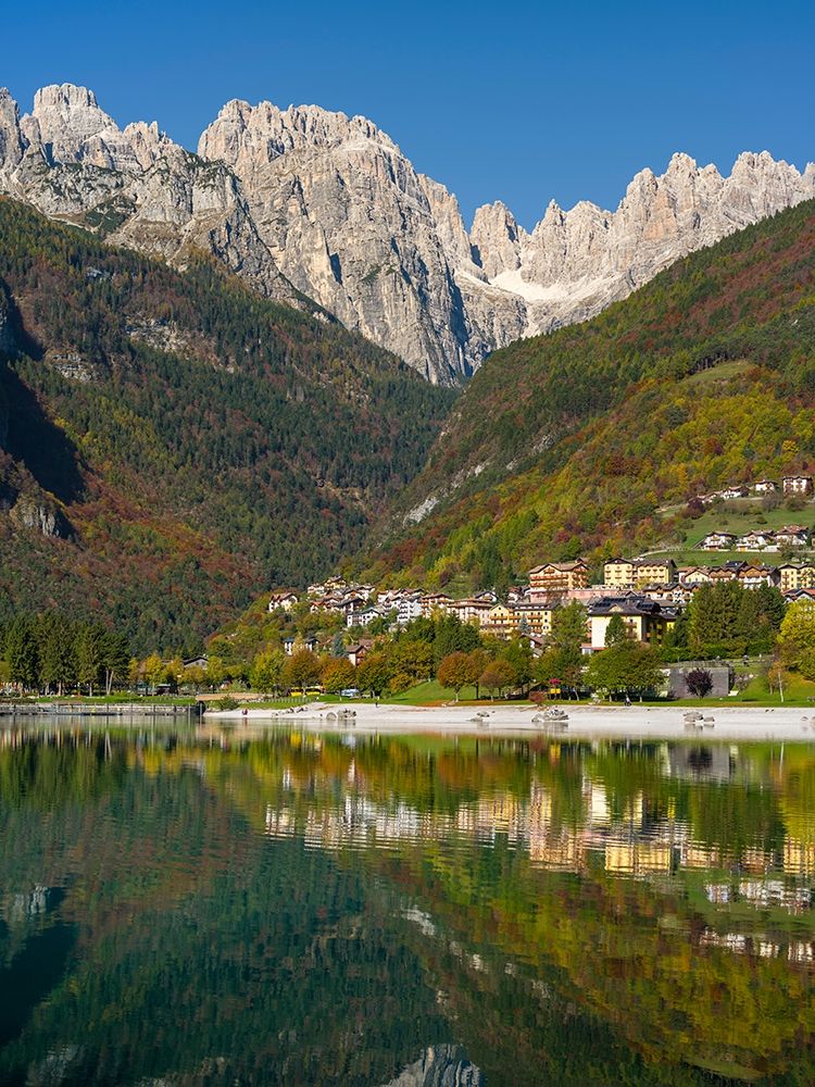 Molveno at lake Lago di Molveno in the Dolomiti di Brenta  Italy-Trentino art print by Martin Zwick for $57.95 CAD
