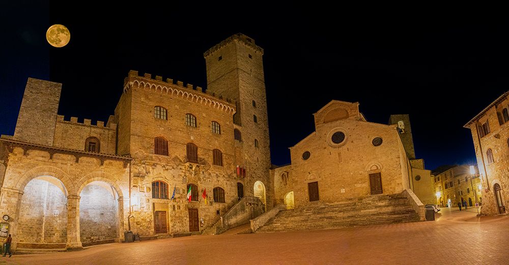 Full moon over center of San Gimignano. A Unesco World Heritage Site. Tuscany-Italy. art print by Tom Norring for $57.95 CAD
