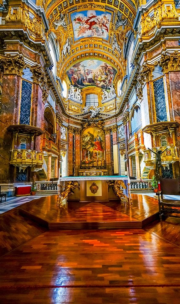 Altar Frescos Wood Floor Basilica Saint Ambrogio Carlo al Corso Basilica Church-Rome-Italy art print by William Perry for $57.95 CAD