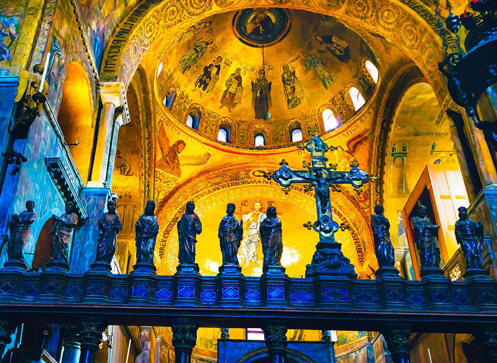 Cross Saint Marks Basilica arches-mosaics-Venice-Italy art print by William Perry for $57.95 CAD