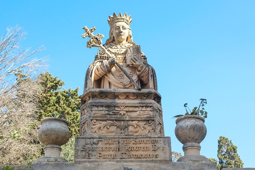 Malta. Old city of Rabat, Old stone statue figure with the cross of Malta art print by Julien McRoberts for $57.95 CAD