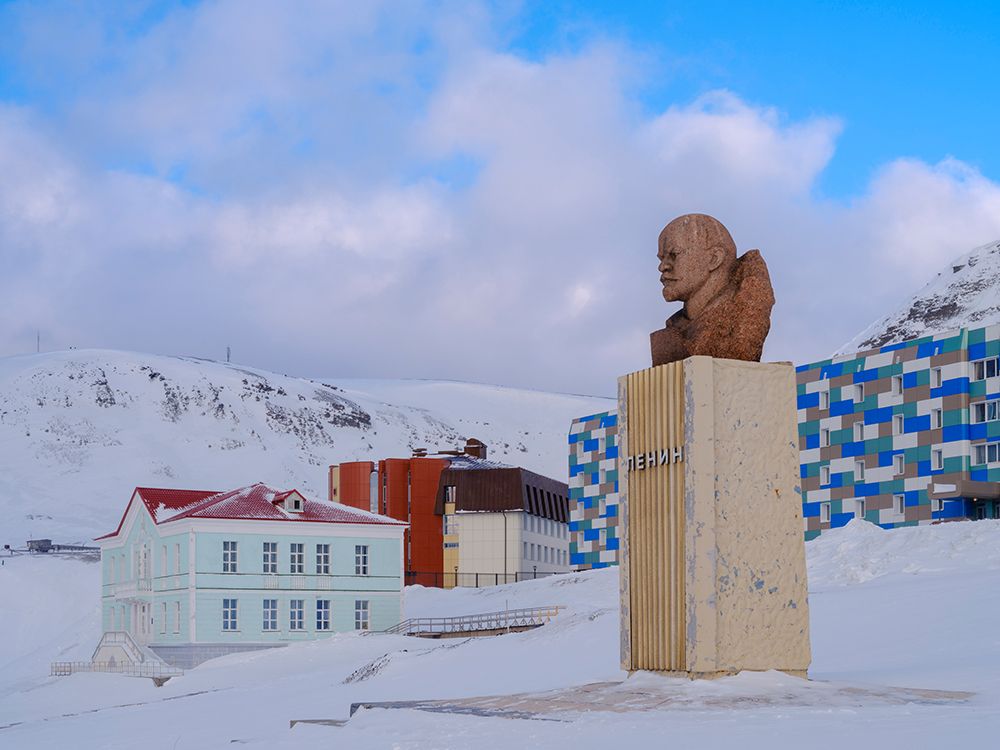Bust of Lenin Russian coal mining town Barentsburg at fjord Gronfjorden Norway-Svalbard art print by Martin Zwick for $57.95 CAD