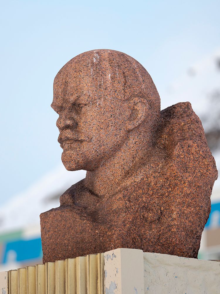 Bust of Lenin Russian coal mining town Barentsburg at fjord Gronfjorden Norway-Svalbard art print by Martin Zwick for $57.95 CAD