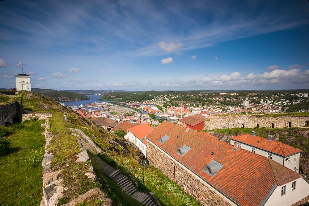 Norway-Ostfold County-Halden-town view from Fredriksten Fortress art print by Walter Bibikow for $57.95 CAD