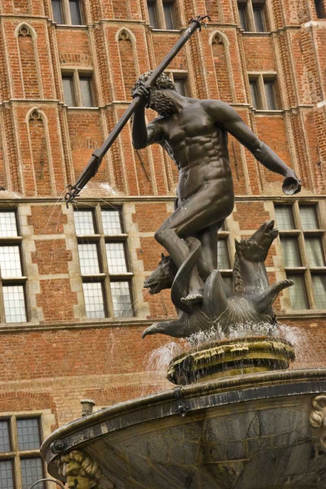 Poland Neptune Fountain in front of Artus Court art print by Nancy Steve Ross for $57.95 CAD