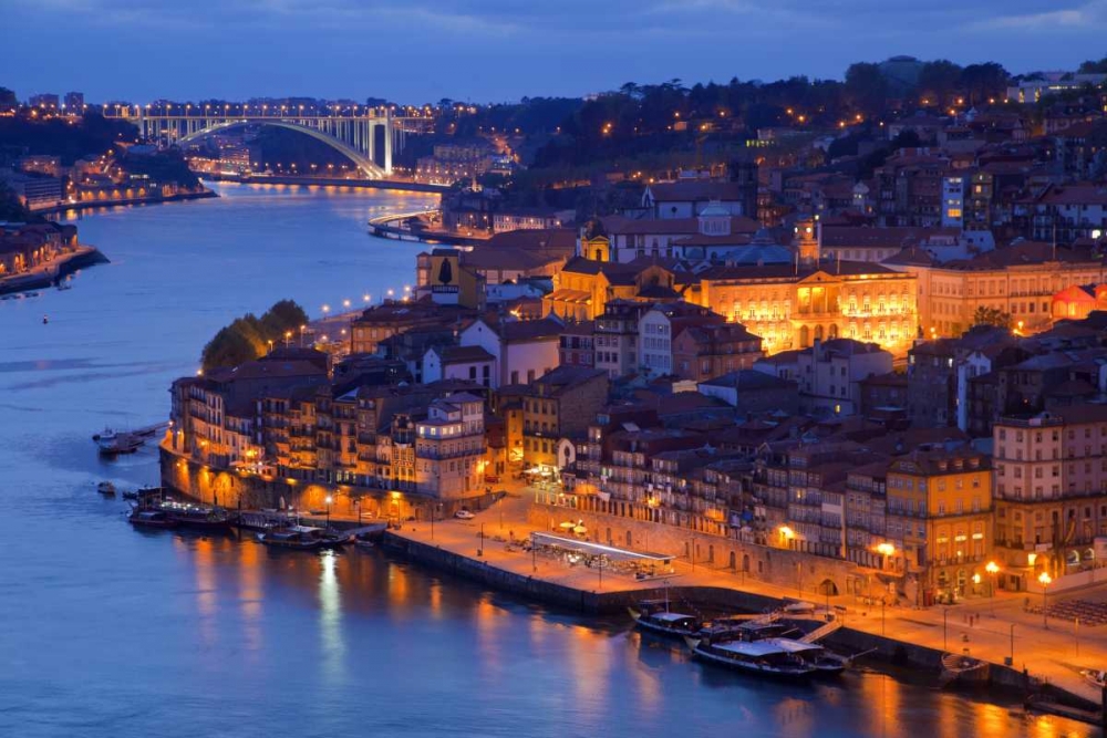 Portugal, Porto Overview of city at night art print by Jim Zuckerman for $57.95 CAD