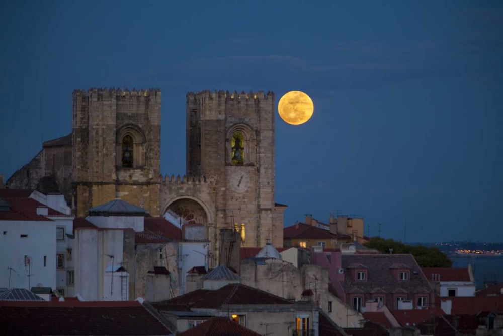 Portugal, Lisbon Lisbon Cathedral and full moon art print by Jim Zuckerman for $57.95 CAD