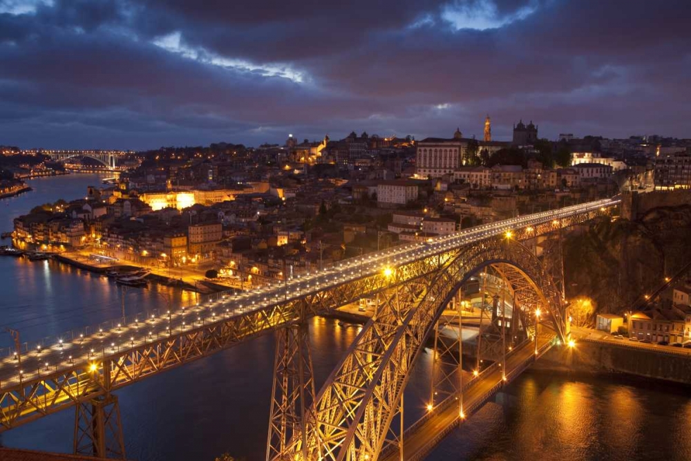 Portugal, Porto Dom Luis I Bridge lit at night art print by Jim Zuckerman for $57.95 CAD