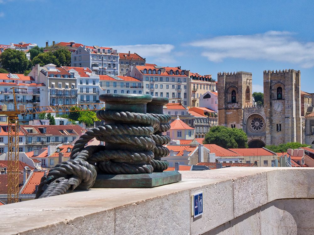 Portugal-Lisbon-View of the Lisbon Cathedral from the Arco da Rua Augusta art print by Julie Eggers for $57.95 CAD