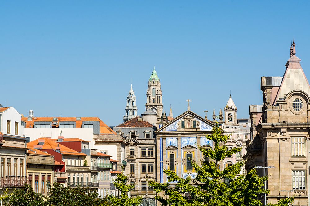 Rooftops and Iglesia de San Antonio de los Congregados, Porto, Portugal. art print by Michael DeFreitas for $57.95 CAD