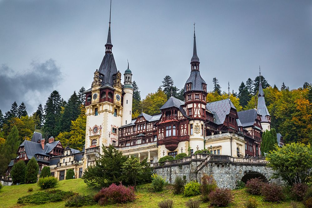 Romania, Carpathian Mountains, Prahova County, Sinaia. King Carol I Peles Castle, Castelul Peles. art print by Emily M. Wilson for $57.95 CAD