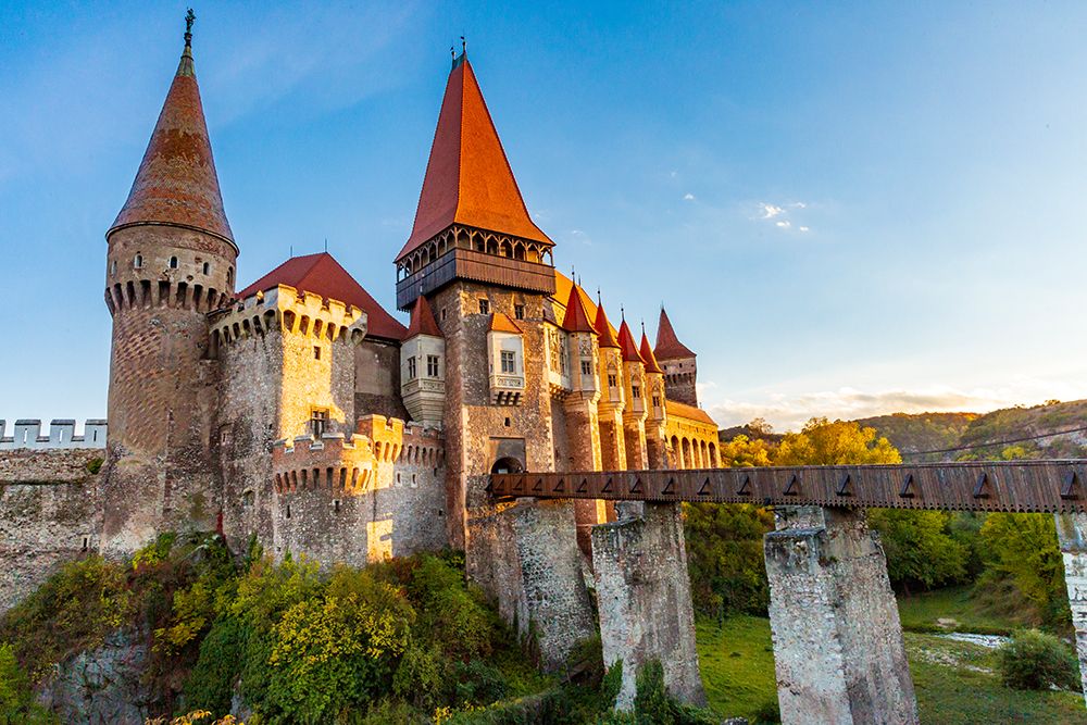 Romania, Hunedoara. Corvin Castle, Gothic-Renaissance castle, one of the largest castles in Europe. art print by Emily M. Wilson for $57.95 CAD