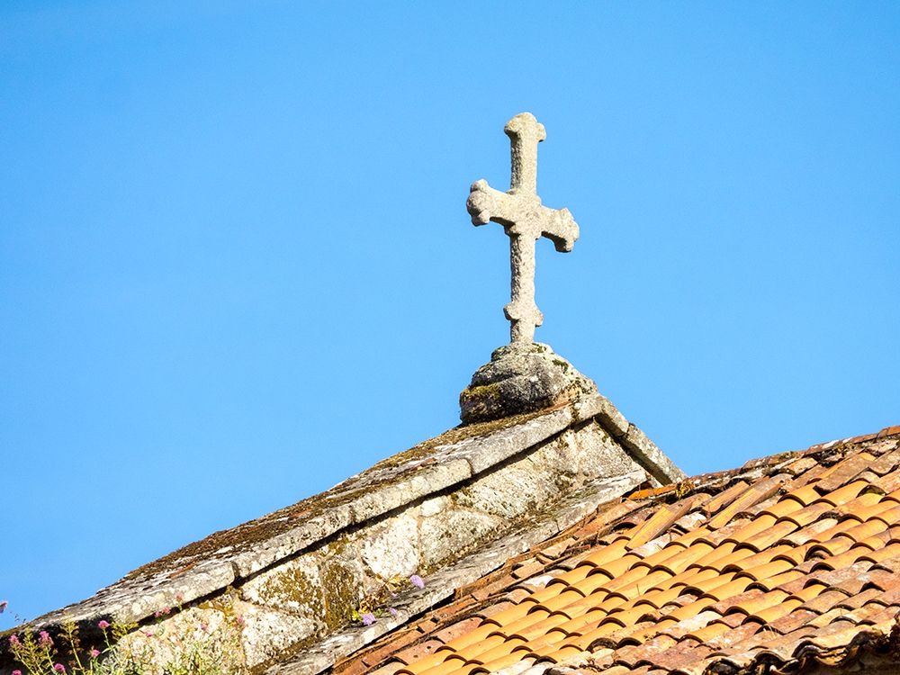 Cross on the top of the old Santiago Cathedral art print by Julie Eggers for $57.95 CAD