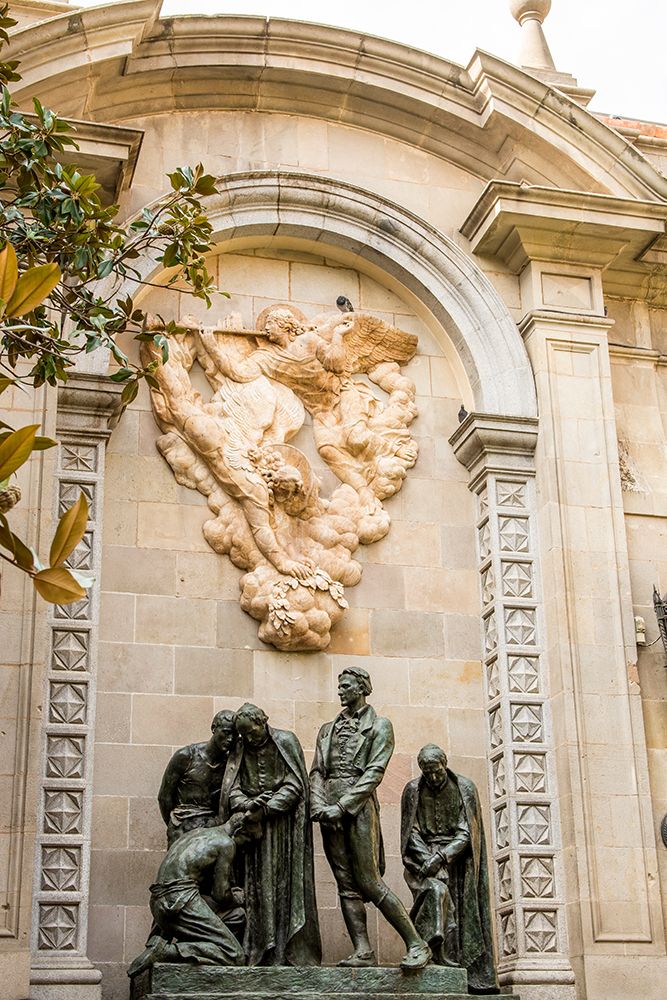 Sculpture featuring four renown Spanish patriots, Barcelona, Spain. art print by Michael DeFreitas for $57.95 CAD