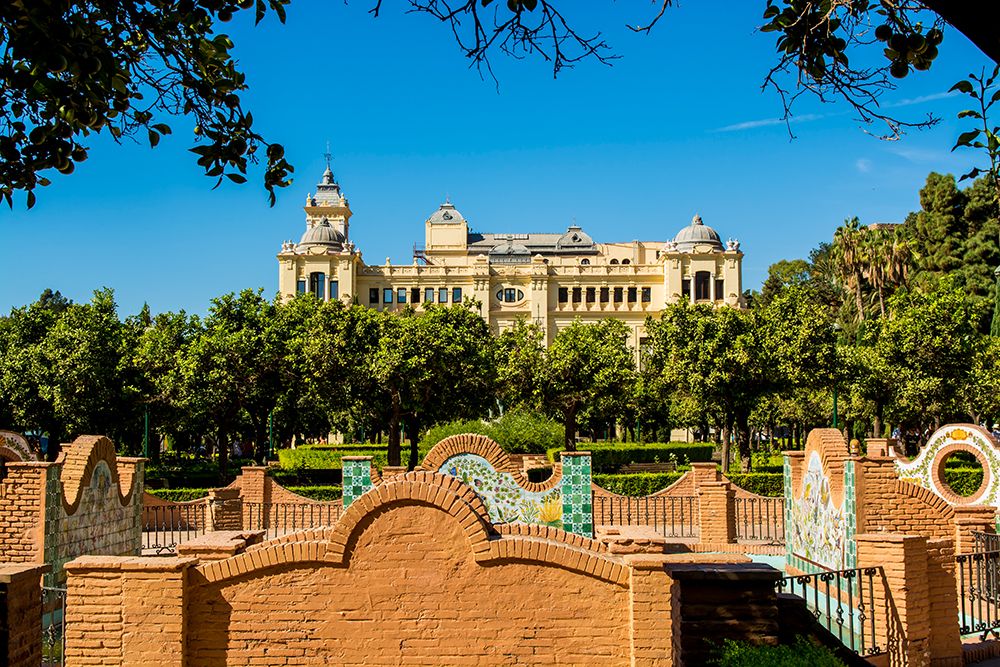 Ayuntamiento de Malaga (Malaga City Hall) and Pedro Luis Alonso Gardens, Malaga, Spain. art print by Michael DeFreitas for $57.95 CAD