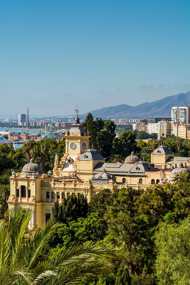 Ayuntamiento de Malaga (Malaga City Hall) and Pedro Luis Alonso Gardens, Malaga, Spain. art print by Michael DeFreitas for $57.95 CAD
