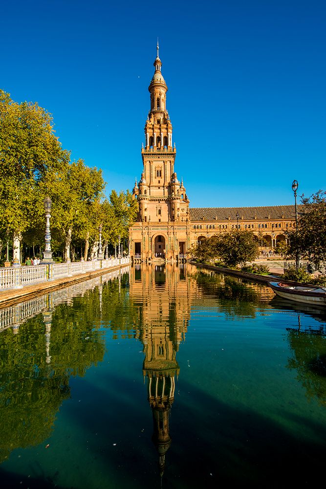 Large pond near the main building in Plaza de Espana, Seville, Andalusia, Spain. art print by Michael DeFreitas for $57.95 CAD