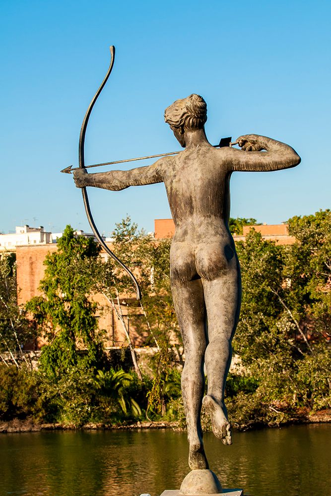 Amazon warrior stature sculpture, Plaza de Espana, Seville, Andalusia, Spain. art print by Michael DeFreitas for $57.95 CAD