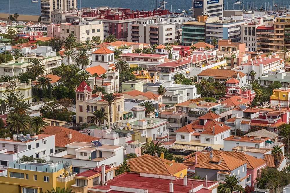 Spain-Canary Islands-Gran Canaria Island-Las Palmas de Gran Canaria-high angle view of city art print by Walter Bibikow for $57.95 CAD