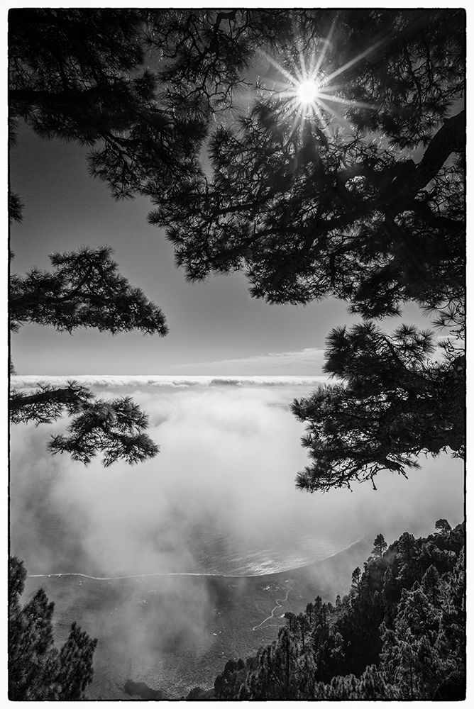 Canary Islands-El Hierro Island-Mirador de las Playas-elevated view of the east coast with fog art print by Walter Bibikow for $57.95 CAD