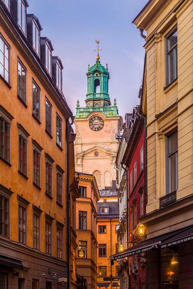 Sweden-Stockholm-Gamla Stan-Old Town-Storkyrkan Cathedral-dusk art print by Walter Bibikow for $57.95 CAD