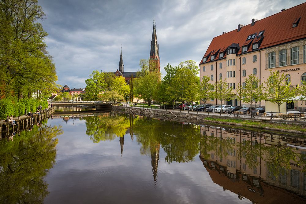 Sweden-Central Sweden-Uppsala-Domkyrka Cathedral-reflection art print by Walter Bibikow for $57.95 CAD
