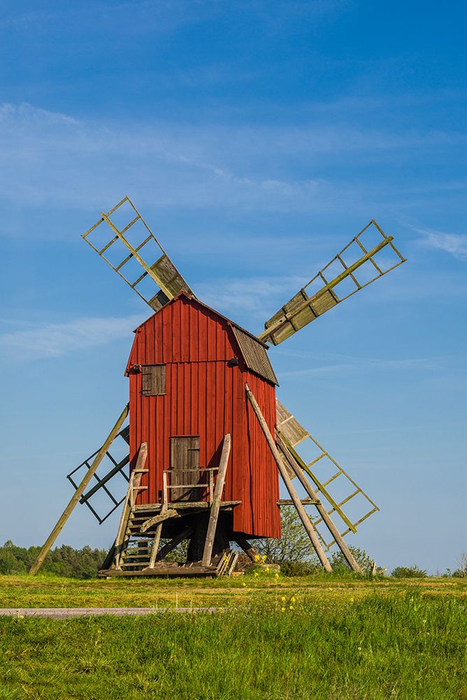 Sweden-Oland Island-Storlinge-antique wooden windmills art print by Walter Bibikow for $57.95 CAD