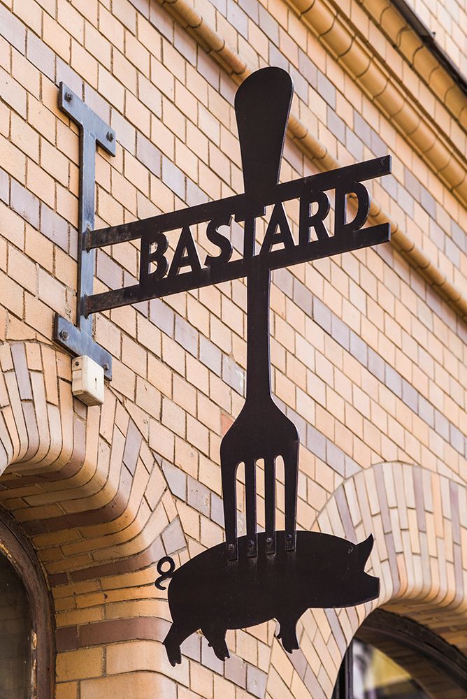 Sweden-Scania-Malmo-Lilla Torg square area-sign for the Bastard Restaurant art print by Walter Bibikow for $57.95 CAD