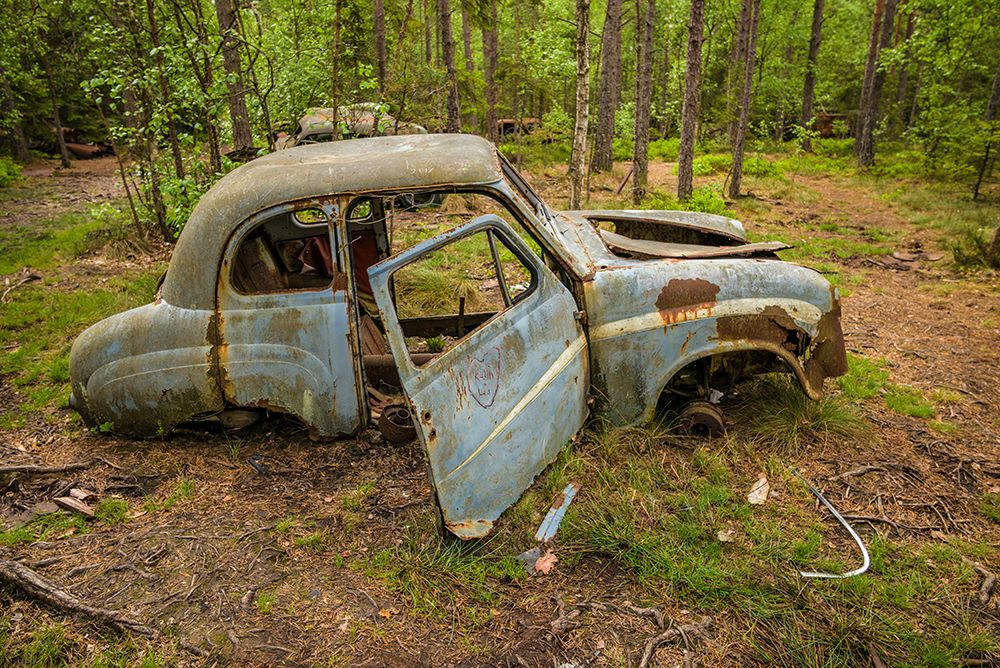 Sweden-Smaland-Ryd-Kyrko Mosse Car Cemetery-former junkyard now pubic park-junked cars art print by Walter Bibikow for $57.95 CAD
