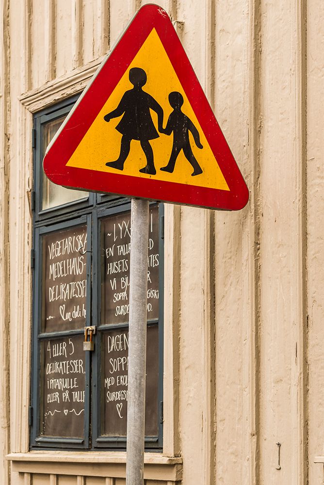 Sweden-Vastragotland and Bohuslan-Gothenburg-Haga neighborhood-children crossing sign art print by Walter Bibikow for $57.95 CAD