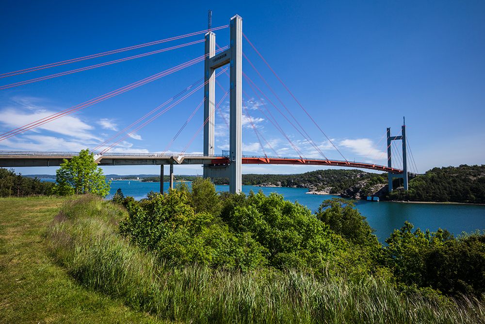 Sweden-Bohuslan-Tjorn Island-Stenungsund-Tjornbron bridge-links the mainland to Tjorn Island art print by Walter Bibikow for $57.95 CAD