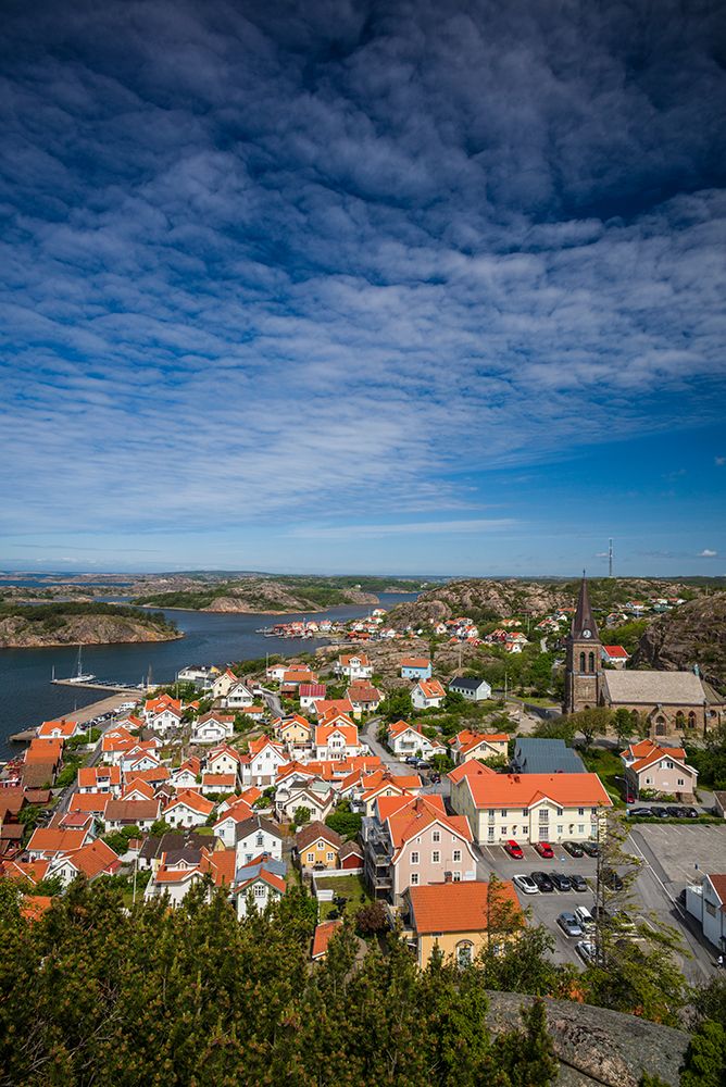 Sweden-Bohuslan-Fjallbacka-elevated town view from the Vetteberget cliff art print by Walter Bibikow for $57.95 CAD