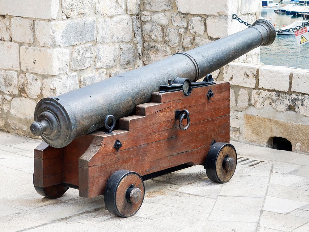 Croatia-Dubrovnik. A defense cannon on top level of Fort Lovrijenac. art print by Julie Eggers for $57.95 CAD