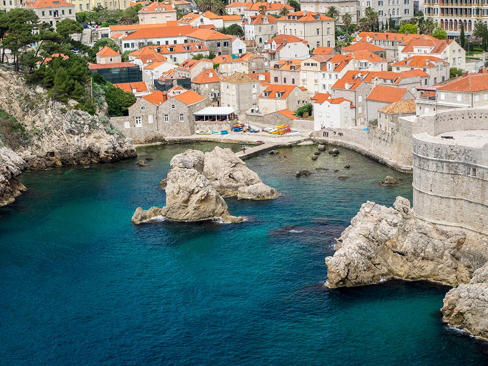 Croatia-Dubrovnik. The sheltered cove and northern seaward approaching on the Dalmatian Coast. art print by Julie Eggers for $57.95 CAD