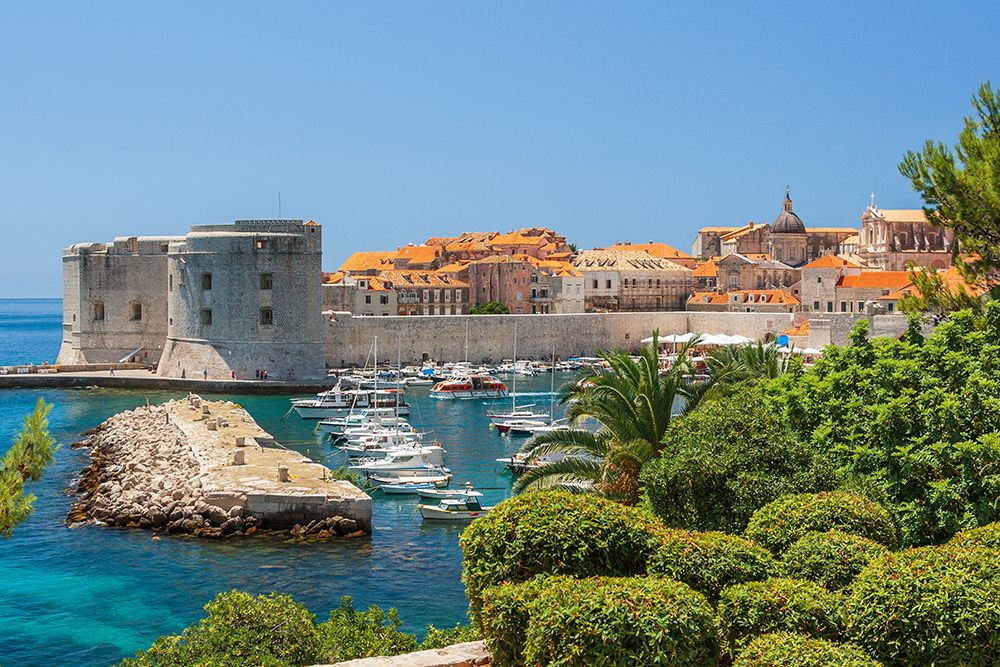 View of boats in Old Port-Dubrovnik-Dalmatian Coast-Adriatic Sea-Croatia-Eastern Europe art print by Tom Haseltine for $57.95 CAD