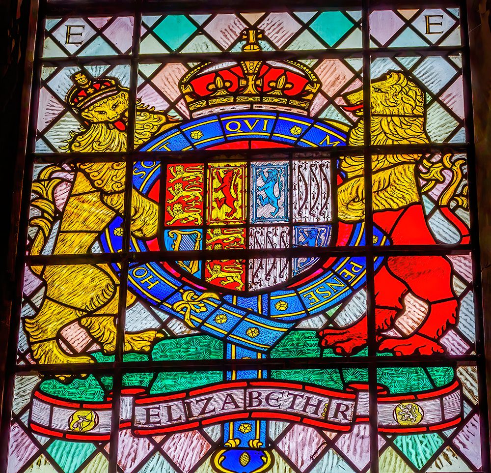 Queen Elizabeth Ii Coat of Arms stained glass, Westminster Abbey, London, England. art print by William Perry for $57.95 CAD