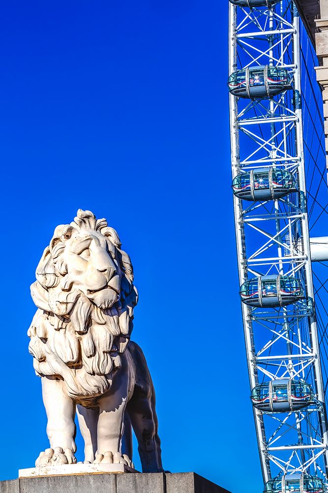 Big Eye Ferris Wheel and stone lion, Westminster Bridge, Westminster, London, England. art print by William Perry for $57.95 CAD