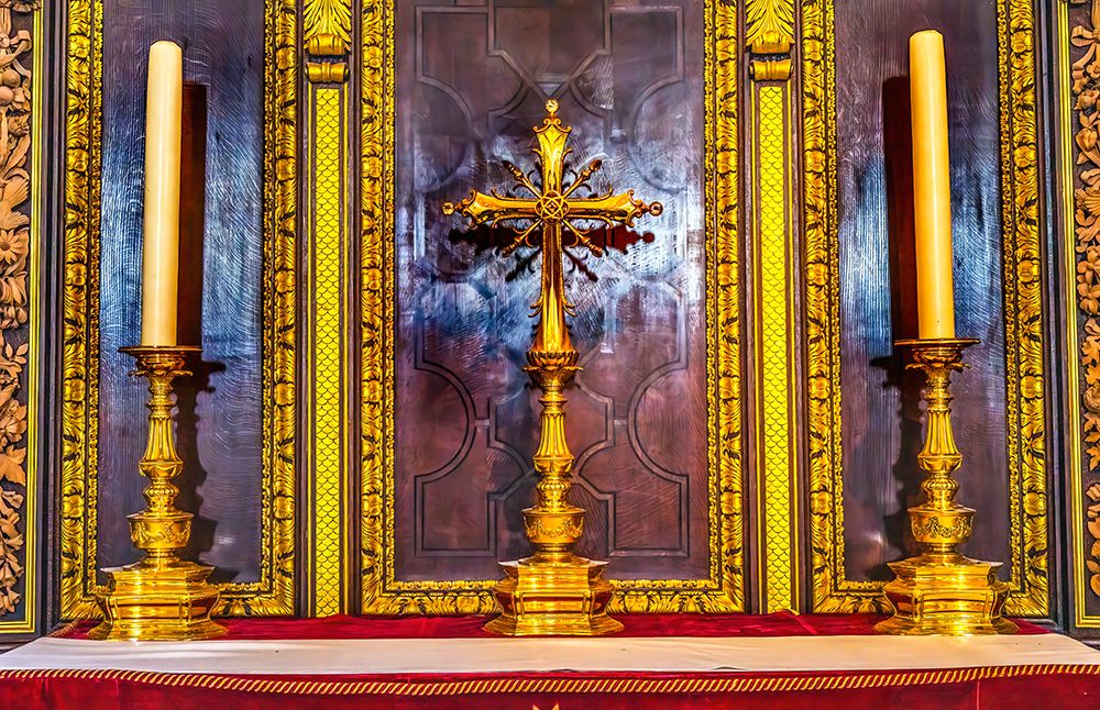 Colorful Golden cross, St. Pauls Cathedral, London, England. Architect Christopher Wren. art print by William Perry for $57.95 CAD