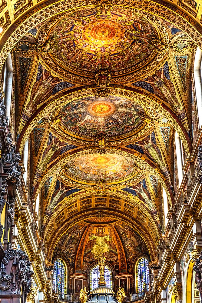 Colorful ceiling over altar, St. Pauls Cathedral, London, England. Architect Christopher Wren. art print by William Perry for $57.95 CAD