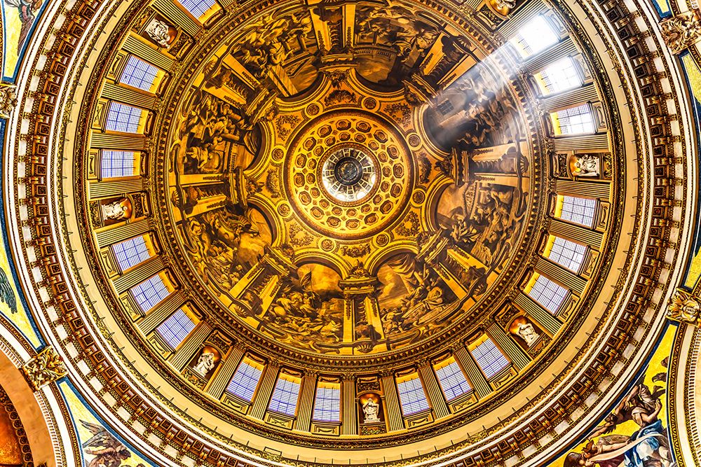 Colorful basilica, St. Pauls Cathedral Dome, London, England. Architect Christopher Wren. art print by William Perry for $57.95 CAD