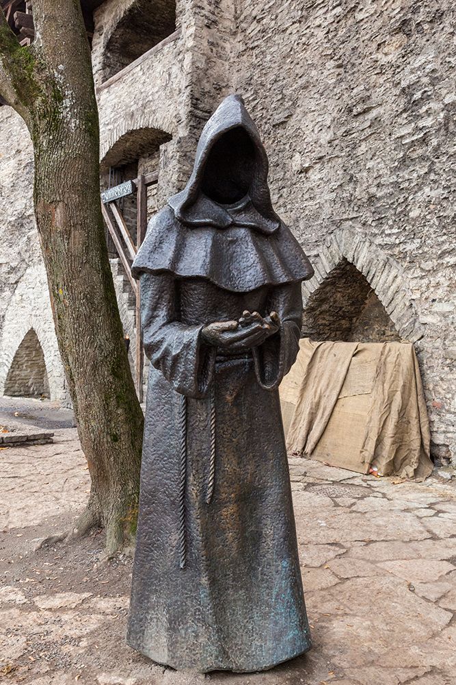 Eastern Europe, Baltic States, Estonia, Tallinn. Old town, Monk sculptures art print by Emily M. Wilson for $57.95 CAD