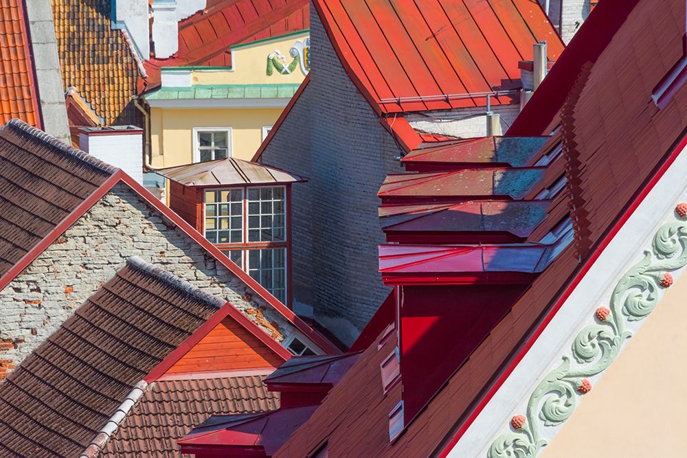 Red roofs of historical buildings in the old town-Tallinn-Estonia art print by Keren Su for $57.95 CAD
