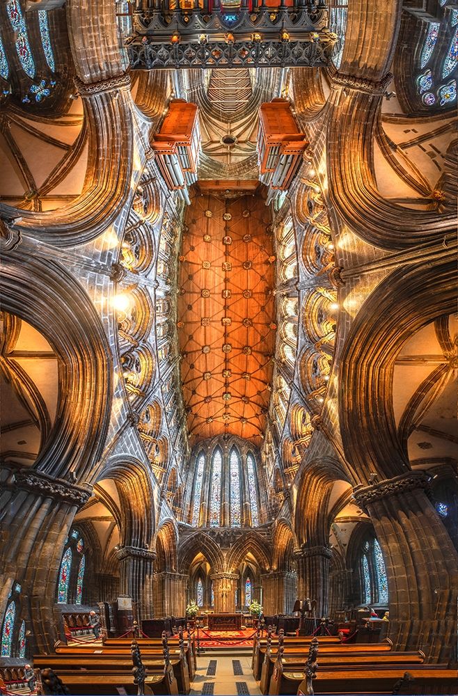 Scotland-Glasgow Abstract panoramic of 12th century cathedral interior and ceiling art print by Jaynes Gallery for $57.95 CAD