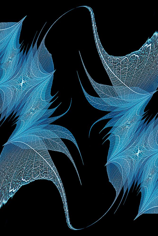 Blue colored skeleton leaves arranged on black background art print by Adam Jones for $57.95 CAD