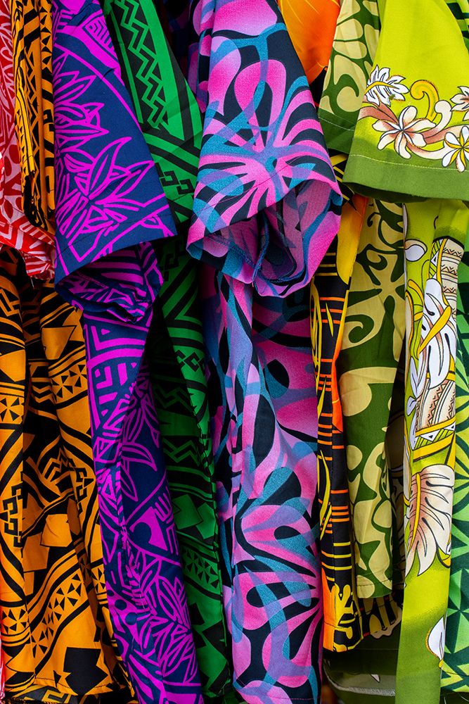 The Kingdom of Tonga, Neiafu. Brightly colored souvenir shirts. art print by Cindy Miller Hopkins for $57.95 CAD