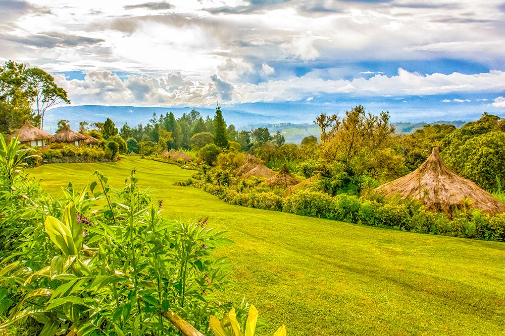 Tourist Resort, Highlands, Papua New Guinea. Tourist resort in the highlands overlooking the island art print by Murray McCallum for $57.95 CAD