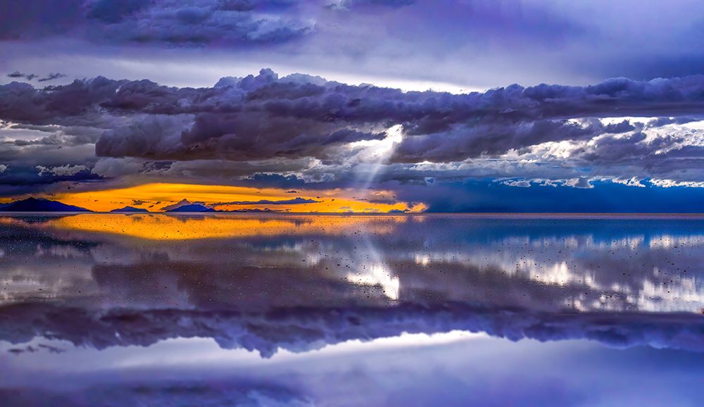 Salar de Uyuni, Bolivia. Sunset atthe Salar de Uyuni, the worlds largest salt flat. art print by Murray McCallum for $57.95 CAD