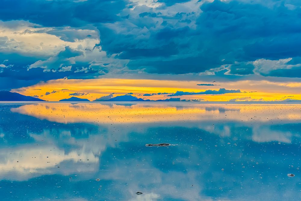 Salar de Uyuni, Bolivia. Sun setting after the rain over the worlds largest salt flat. art print by Murray McCallum for $57.95 CAD