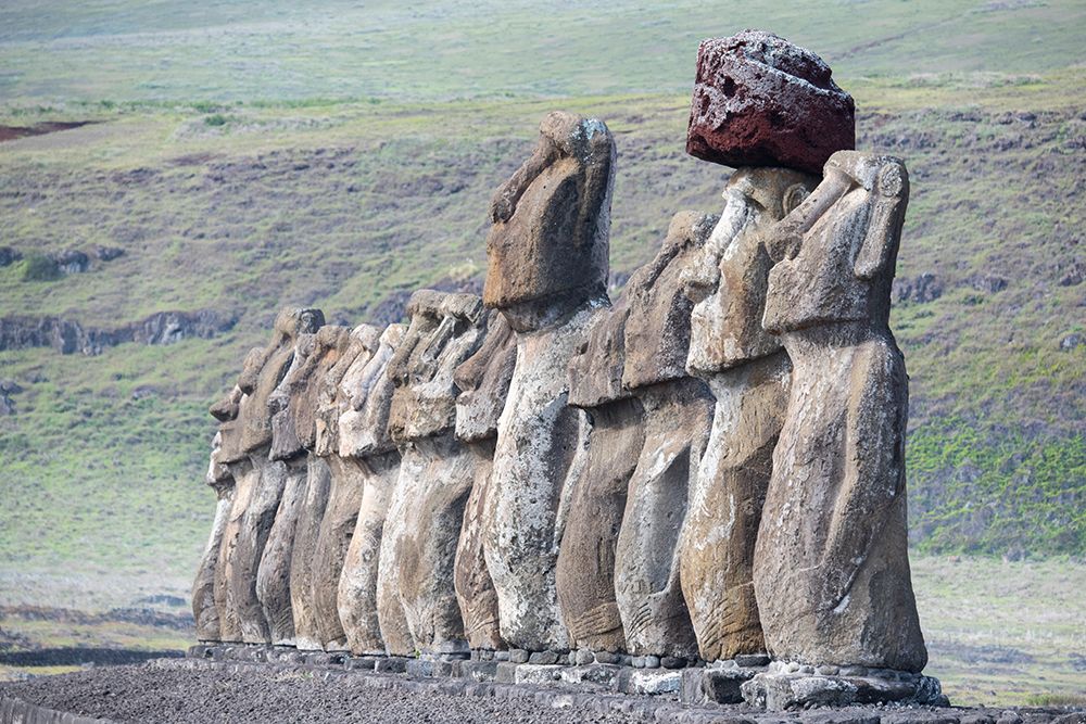 Chile, Easter Island, aka Rapa Nui. Tongariki, with 15 traditional moai statues. UNESCO Site. art print by Cindy Miller Hopkins for $57.95 CAD